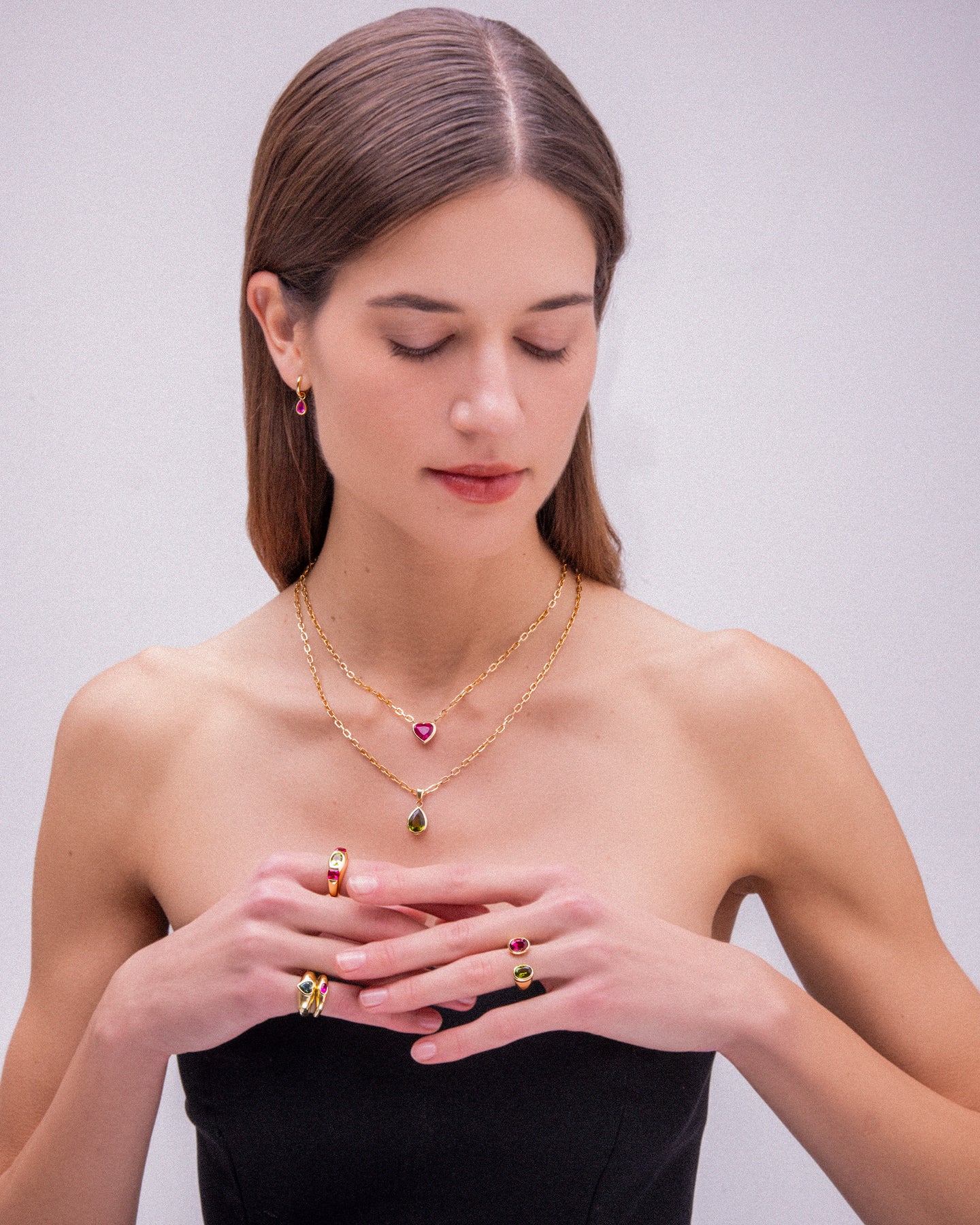 RUBELLITE DROP HOOPS